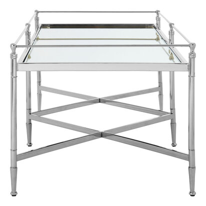 Zach Mirror Top Rectangular Coffee Table with Silver Frame
