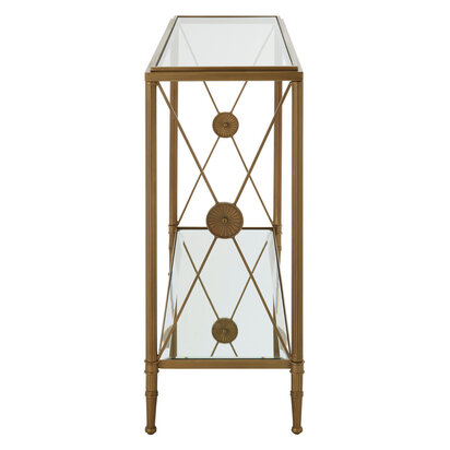 Axis Glass Top Console Table With Gold Finish Frame