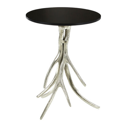 Antler Round Side Table with Black Marble Top