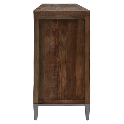 Wesevia Recycled Elm Wood 4 Door Sideboard