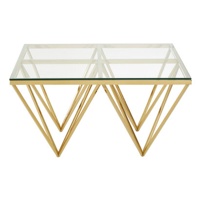 Fenonwell Gold Finish Prismaric Square Coffee Table