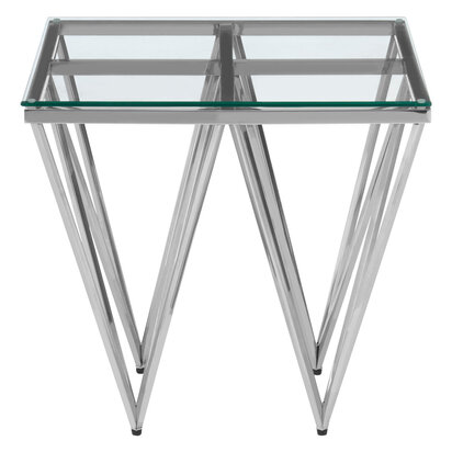 Allure Silver Finish Prismatic Legs End Table
