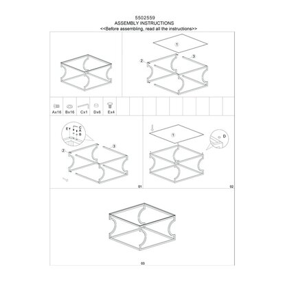 Allure Tempered Glass Curved Frame Coffee Table