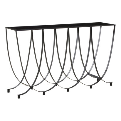 Trento Console Table With Black Glass Top