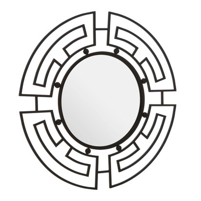 Jalal Black Metal Frame Round Wall Mirror