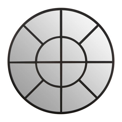 Descartes Black Finish Round Wall Mirror