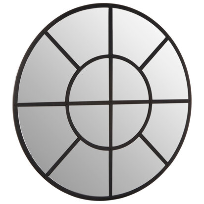 Descartes Black Finish Round Wall Mirror