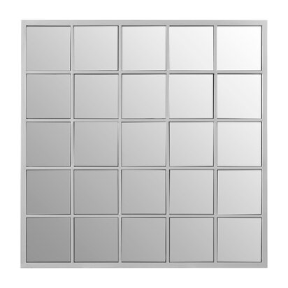 Descartes Silver Grid Frame Wall Mirror