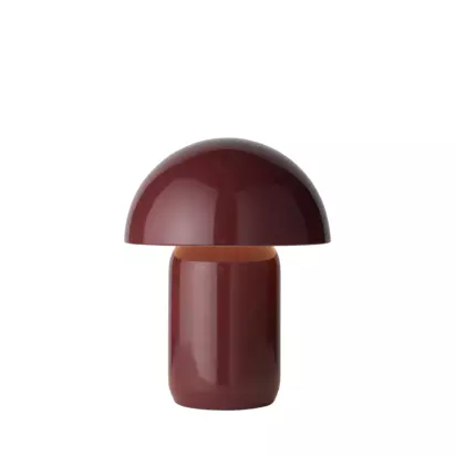 John Lewis Mushroom Rechargeable Portable Dimmable Table Lamp Gloss Burgundy | H25.5 x Dia.20cm