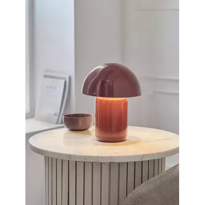John Lewis Mushroom Rechargeable Portable Dimmable Table Lamp Gloss Burgundy | H25.5 x Dia.20cm