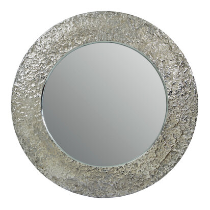 Akola Nickle Finish Round Wall Mirror