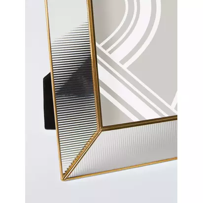 John Lewis Ribbed Glass Border Photo Frame, Gold Gold | H22.50 x W17.50 x D0.90cm