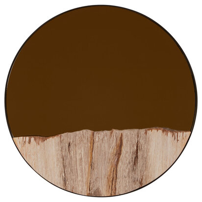Relic Petrified Wood Tile Small Round Mirror