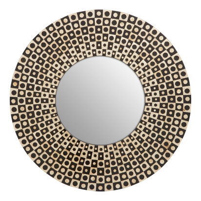 Verarfield Round Black Wall Mirror with Shell Inlay