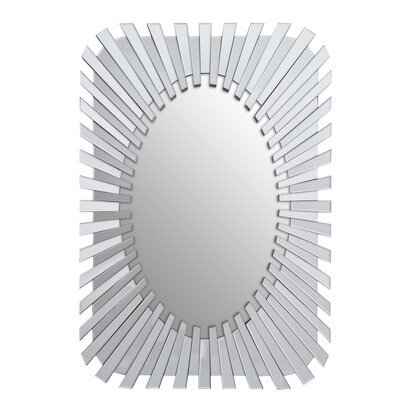 Jade Silver Rectangular Sunburst Wall Mirror