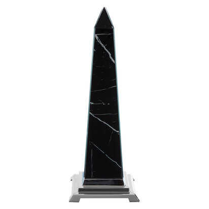 Ariaria Large Black Marble Design Obelisk Sculpture