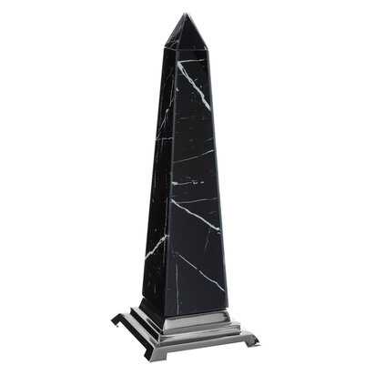 Ariaria Large Black Marble Design Obelisk Sculpture