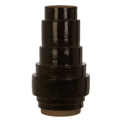 Kaga Black Earthenware Vase