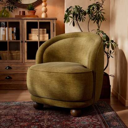 Amina Chenille Ball Foot Tub Chair