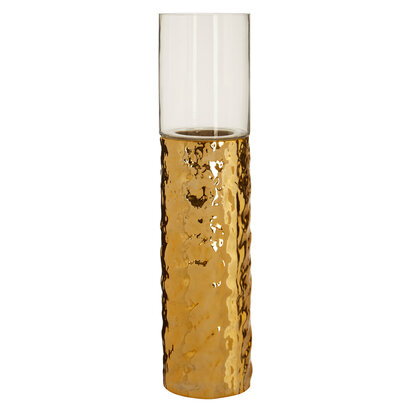 Martele Large Pillar Gold Candle Holder