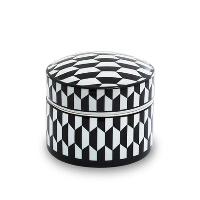 Marlo Large Black and White Geometric Print Ceramic Trinket Box