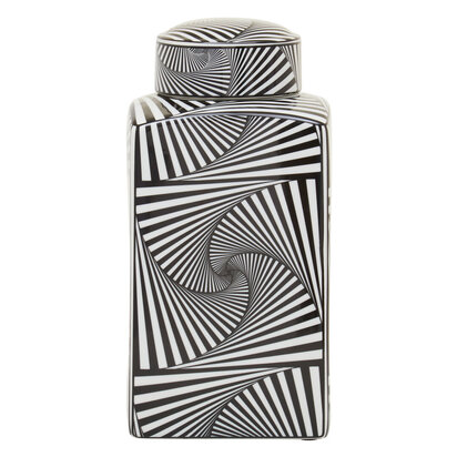 Doria Small Black And White Ceramic Jar