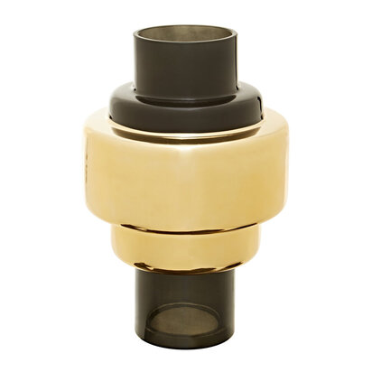 Cayden Small Smoked Black And Gold Vase