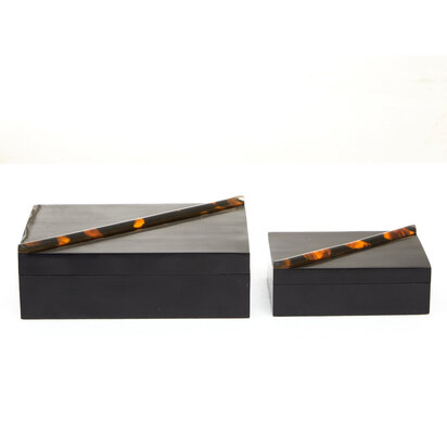 Roma Set Of Two Tortoise Shell Trinket Boxes