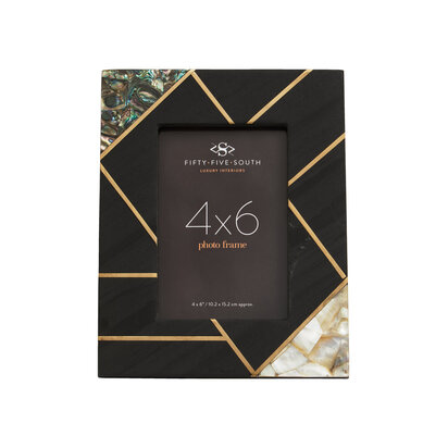 Fenerwick 4In X 6In Mother of Pearl and Gold Inlay Small Photo Frame