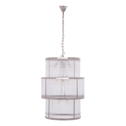 Salasco 3 Tier Nickel Finish Glass Chandelier