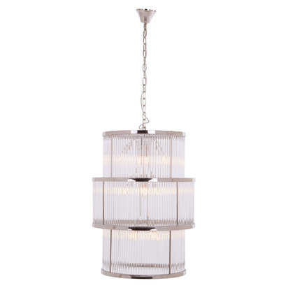 Salasco 3 Tier Nickel Finish Glass Chandelier