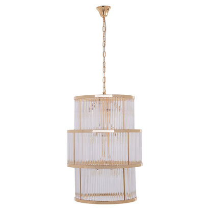 Salasco 3 Tier Gold Finish Glass Chandelier