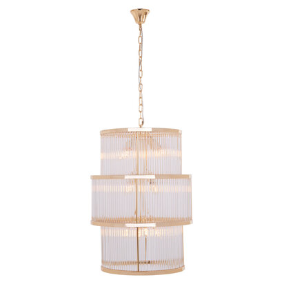 Salasco 3 Tier Gold Finish Glass Chandelier