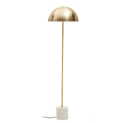 Greton Floor Lamp in Brushed Brass and Marble Base