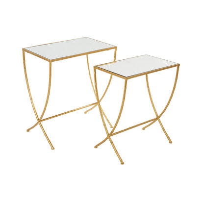 Delirose Set Of 2 Bamboo Design Side Tables