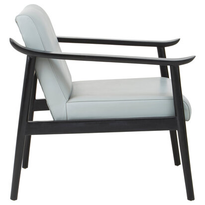 Piarbury Grey Leather Armchair with Black Teak Wood Frame