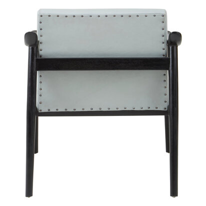 Piarbury Grey Leather Armchair with Black Teak Wood Frame