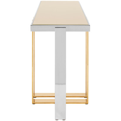 Seleycott Glass Console Table with Gold and Silver Frame