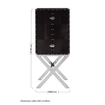 Kensington Townhouse Hair on Leather Cross Base Drinks Cabinet