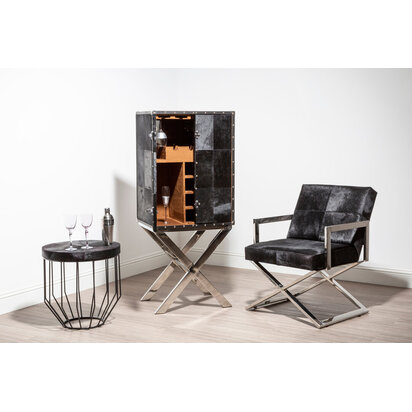 Rosisfield Townhouse Hair on Leather Cross Base Drinks Cabinet