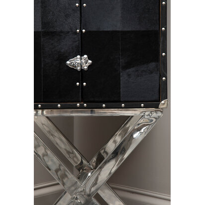 Rosisfield Townhouse Hair on Leather Cross Base Drinks Cabinet