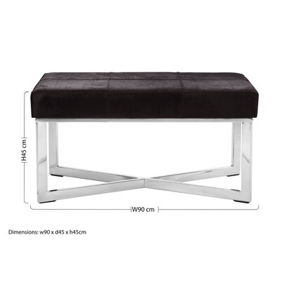 Kensington Townhouse Black Hair On Leather Leather Bench