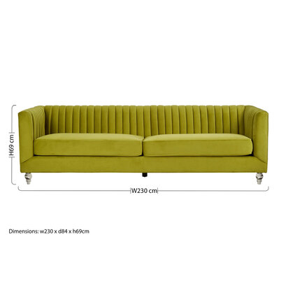 Brasa 3 Seat Green Velvet Sofa
