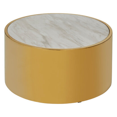Carlox Round Gold and Marble Effect Coffee Table