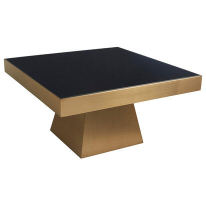 Eloana Square Black Glass and Gold Finish Coffee Table