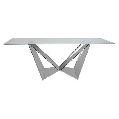 Carlox Tempered Glass Dining Table with Chrome Legs