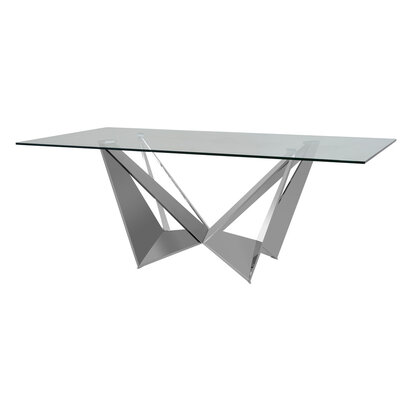 Carlox Tempered Glass Dining Table with Chrome Legs