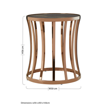Tula Rose Gold Finish Round Side Table