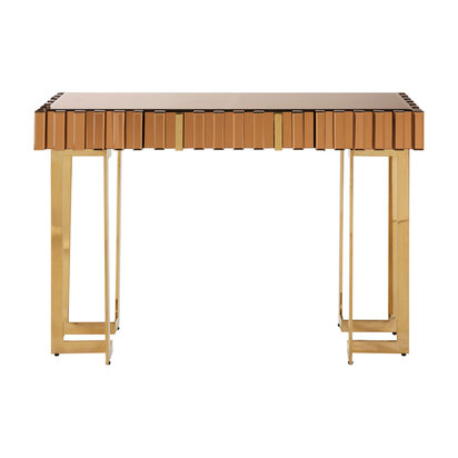 Rivoli Mirrored Top Console Table With Gold Polished Frame