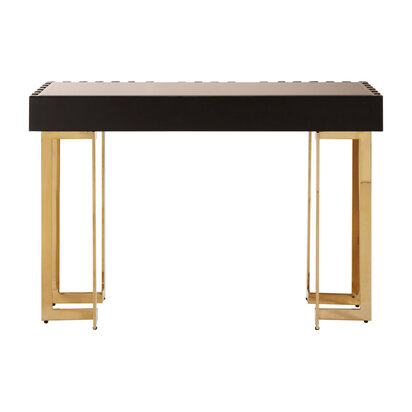 Rivoli Mirrored Top Console Table With Gold Polished Frame